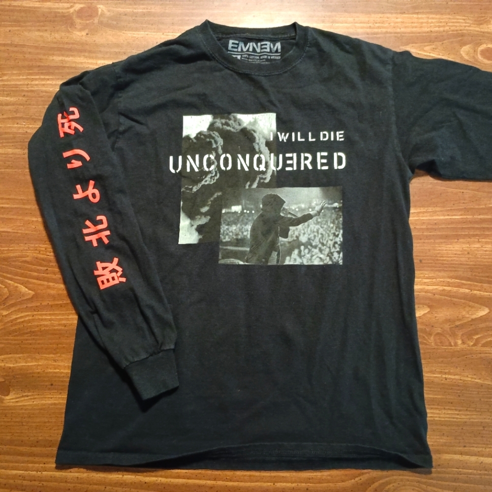 EMINEM UNCONQUERED LS T-SHIRT - Medium / Rap Fight Battle Motivational tee shirt